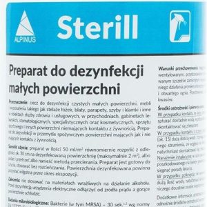 Alpinus Sterill 1L Przeznaczony Do Dezynfekcji Małych Trudno Dostępnych Powierzchni I Sprzętu Medycznego Uzupełnienie