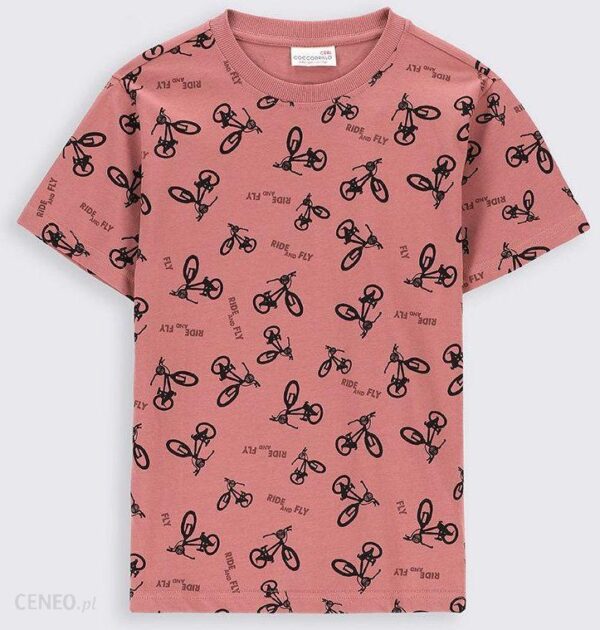 Coccodrillo t-shirt bawełniany dziecięcy kolor różowy wzorzysty