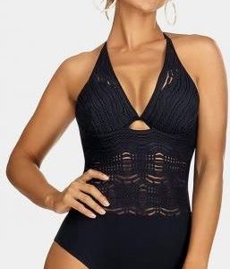 Czarne Monokini pushup - ażurowa tkanina F28A/836