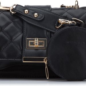 Damska listonoszka z pikowaną klapą i saszetką