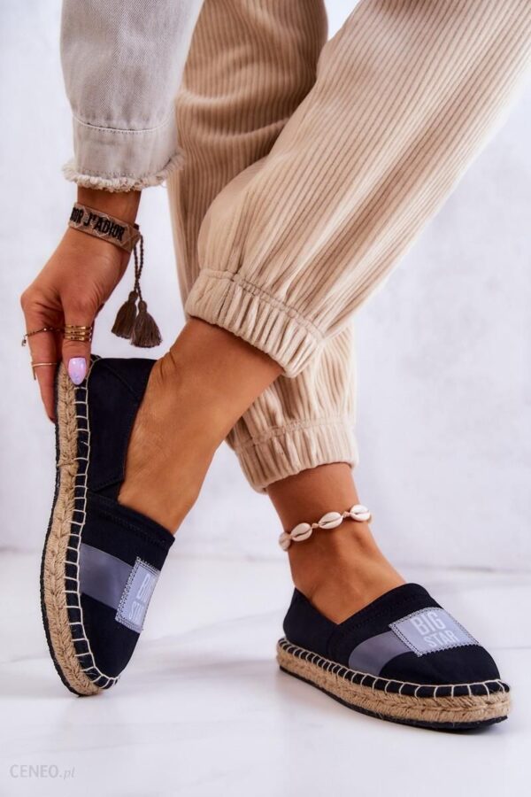 Damskie Espadryle Wsuwane Big Star JJ274963 Czarne : Rozmiar - 38