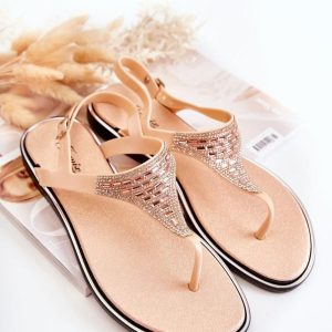 Damskie Sandały Japonki Z Ozdobami Różowe Atlanta : Rozmiar - 37