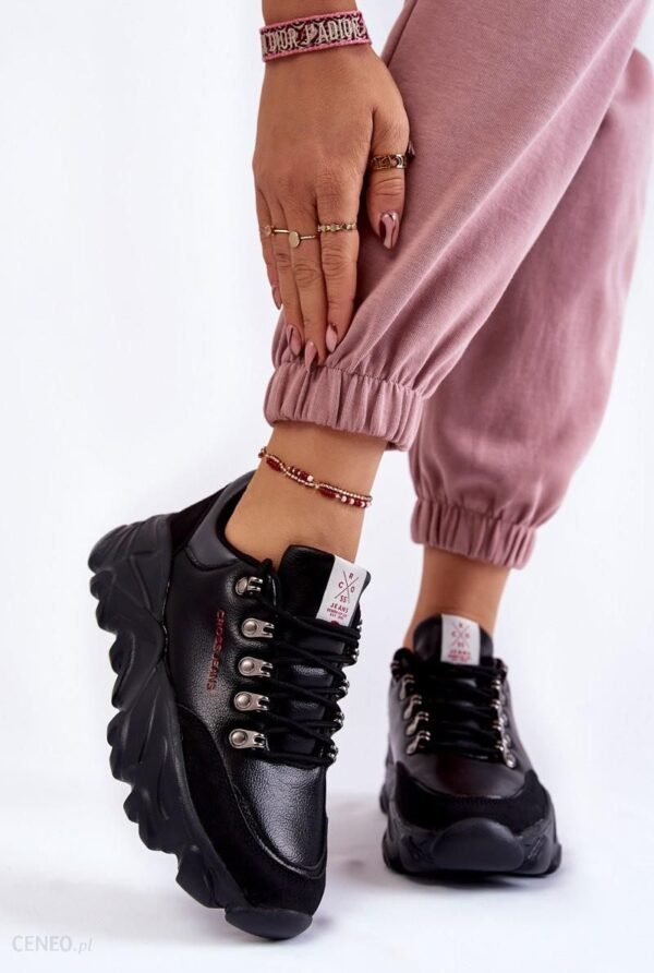Damskie Sneakersy Na Platformie Cross Jeans KK2R4073C Czarne : Rozmiar - 40