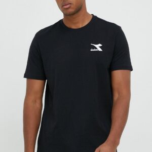 Diadora t-shirt bawełniany kolor czarny gładki