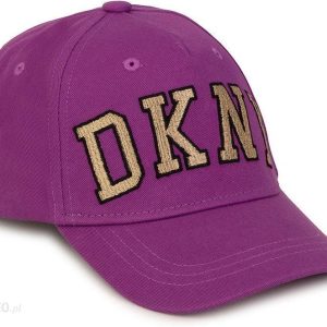 Dkny czapka bawełniana dziecięca kolor fioletowy z aplikacją
