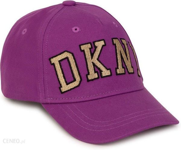 Dkny czapka bawełniana dziecięca kolor fioletowy z aplikacją