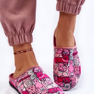 Domowe Klapki Papcie W Koty Inblu GF-12-023 Różowe : Rozmiar - 38