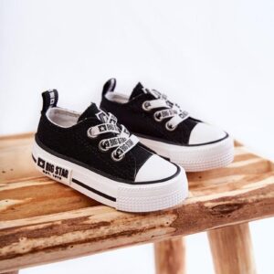 Dziecięce Materiałowe Trampki BIG STAR KK374049 Czarno-Białe : Rozmiar - 18