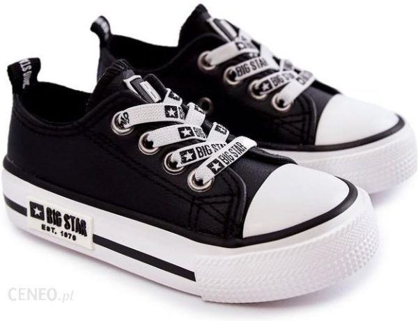 Dziecięce Skórzane Trampki BIG STAR KK374043 Czarno-Białe : Rozmiar - 27
