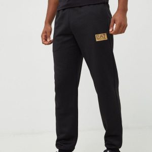 EA7 Emporio Armani spodnie dresowe męskie kolor czarny gładkie