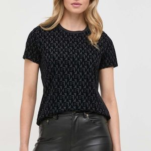 Elisabetta Franchi t-shirt bawełniany kolor czarny