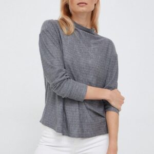 Emporio Armani sweter damski kolor szary lekki z półgolfem