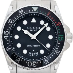 Gucci Dive Quartz Black Dial Stainless Steel YA136208A