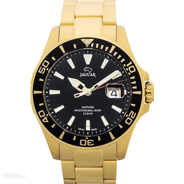 Jaguar Executive Black Dial with Gold Plated Quartz Watch 43.5MM J8773