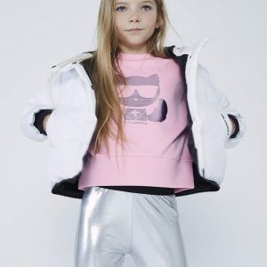 Karl Lagerfeld bluza dziecięca kolor różowy z nadrukiem