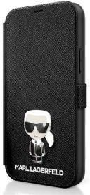 Karl Lagerfeld Saffiano Ikonik Metal iPhone 12 Pro Max Czarny (KLFLBKP12LIKMSBK)