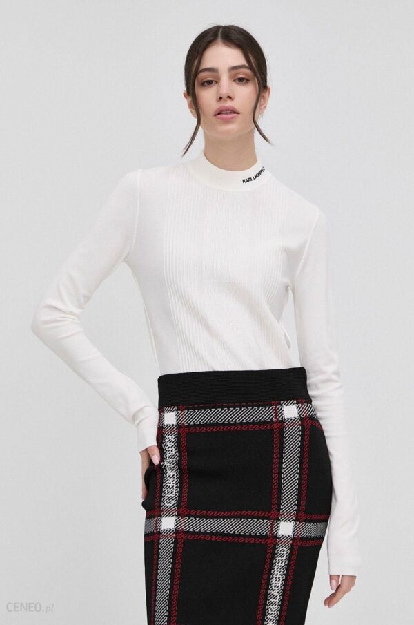 Karl Lagerfeld sweter damski kolor biały lekki