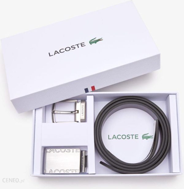 Lacoste męski zestaw prezentowy pasek z klamrą płaską i ze szpilą
