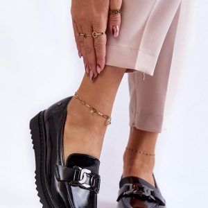 Lakierowane Mokasyny Na Platformie Czarne Abisso : Rozmiar - 41