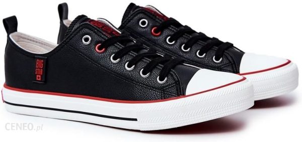 Męskie Skórzane Trampki BIG STAR JJ174068 Czarne : Rozmiar - 41