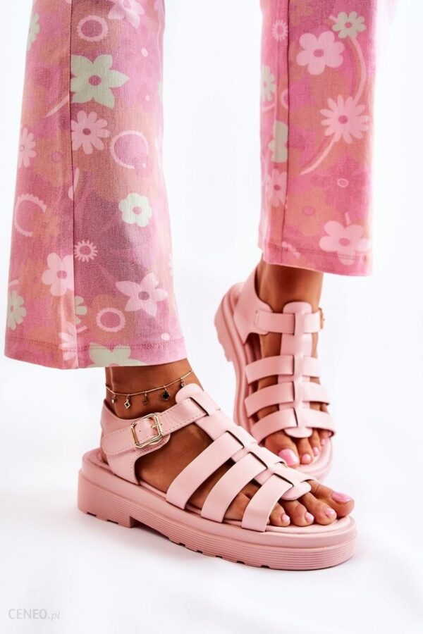 Modne Sandały Z Paskami Różowe Malien : Rozmiar - 40