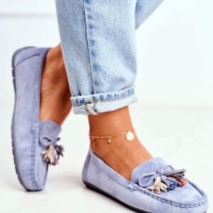 Mokasyny Damskie Zamszowe 20PB35-2003 Niebieskie Donna Mia : Rozmiar - 37