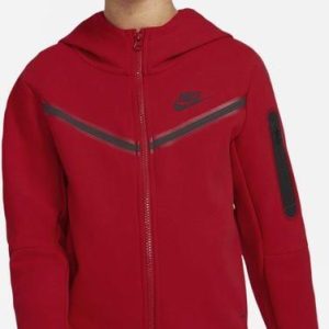 Nike Rozpinana bluza z kapturem dla dużych dzieci (chłopców) Nike Sportswear Tech Fleece - Czerwony