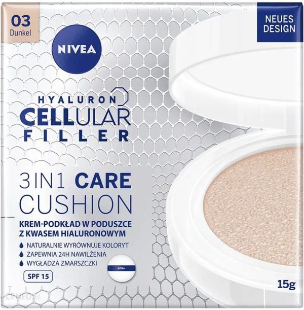 Nivea Hyaluron Cellular Filler make-up w gąbce 3 w 1 odcień 03 Dark 15g