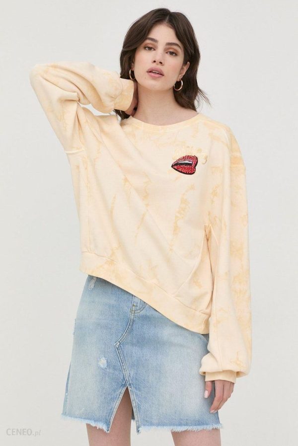 Pinko bluza bawełniana damska kolor beżowy z aplikacją