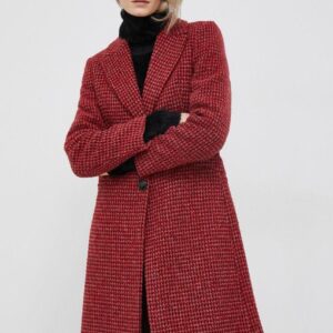 Sisley płaszcz z domieszką wełny kolor czerwony przejściowy