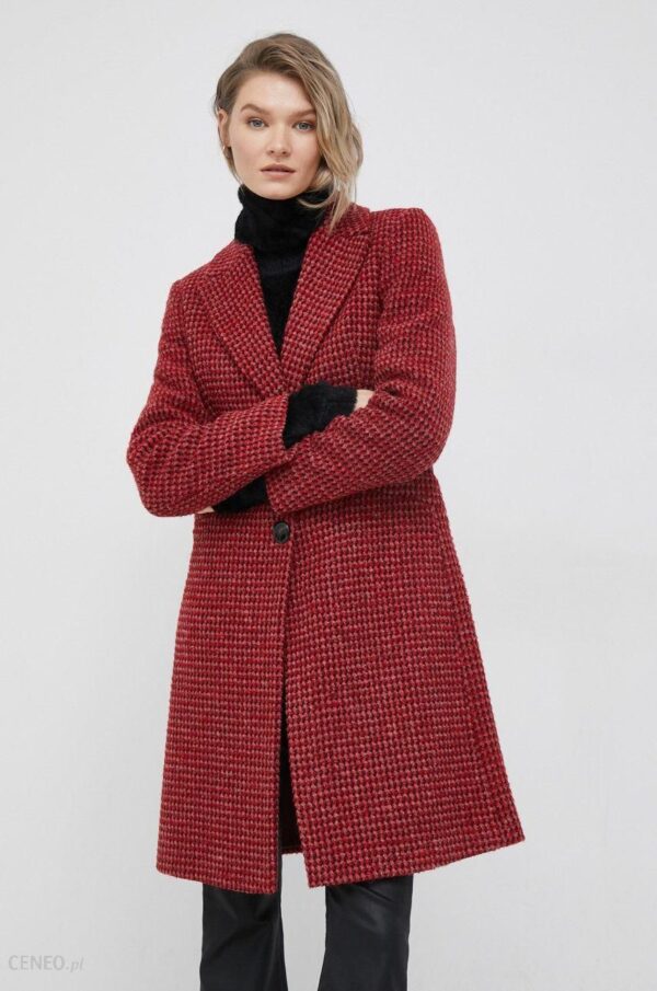Sisley płaszcz z domieszką wełny kolor czerwony przejściowy