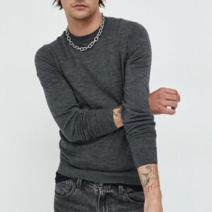 Superdry sweter wełniany męski kolor szary lekki