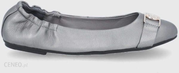 Tommy Hilfiger baleriny skórzane kolor srebrny