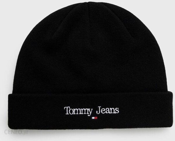 Tommy Jeans czapka kolor czarny z grubej dzianiny