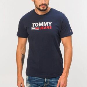 TOMMY JEANS granatowy t shirt męski z dużym logo