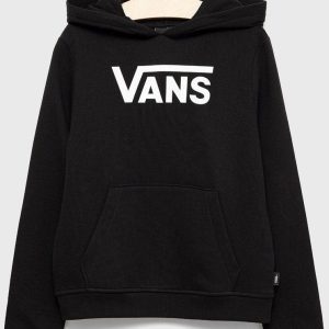 Vans bluza bawełniana dziecięca kolor czarny z kapturem z nadrukiem