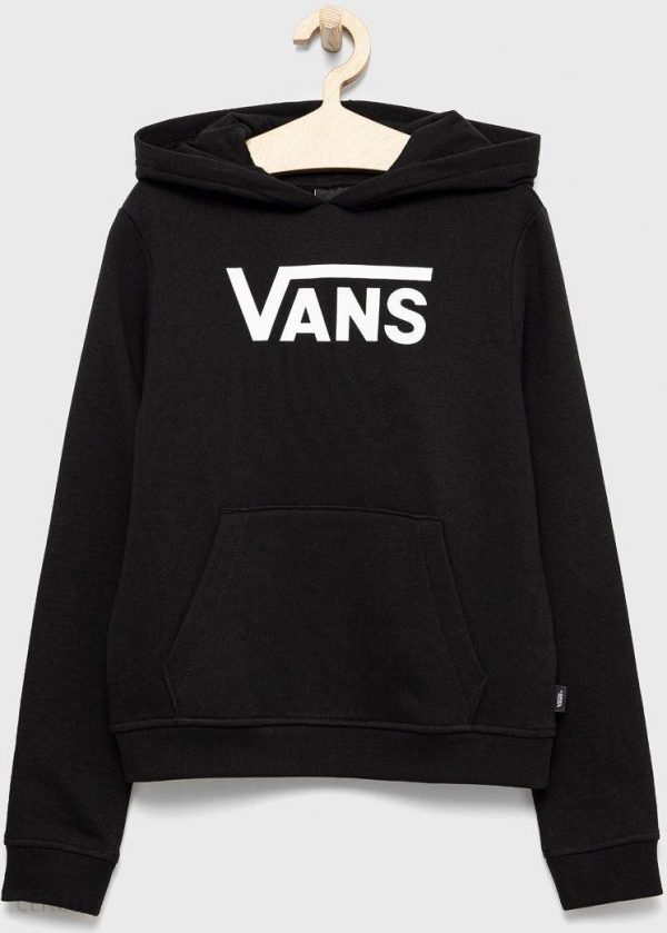 Vans bluza bawełniana dziecięca kolor czarny z kapturem z nadrukiem