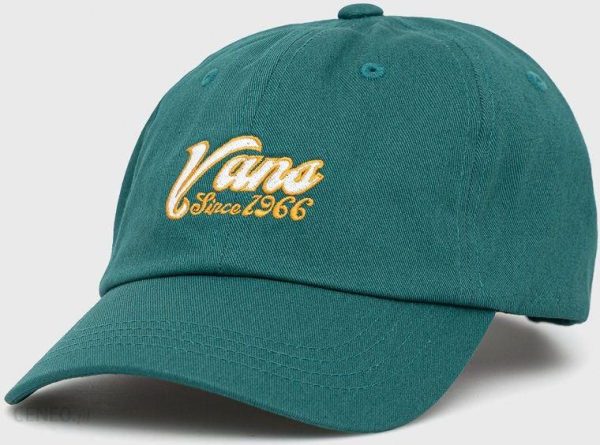 Vans czapka bawełniana kolor zielony z aplikacją