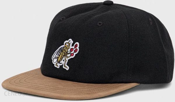 Vans czapka z daszkiem z domieszką wełny kolor czarny z aplikacją