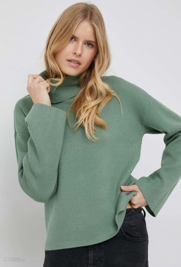 Vero Moda sweter damski kolor zielony lekki z golfem