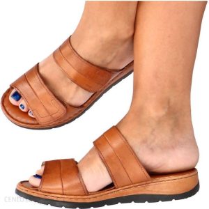 Wygodne klapki na rzep - CAPRICE 9-27150-26 BRĄZOWE